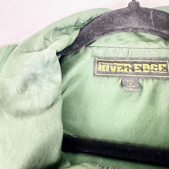 Vintage River Edge Silk Floral Windbreaker Bomber Jacket Size Large Green - Picture 6 of 8